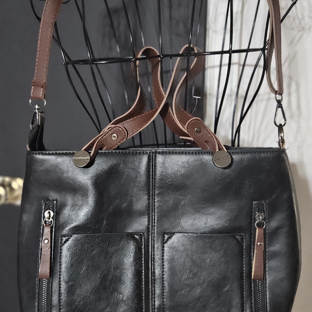 Black and Brown Leather Shoulder Bag